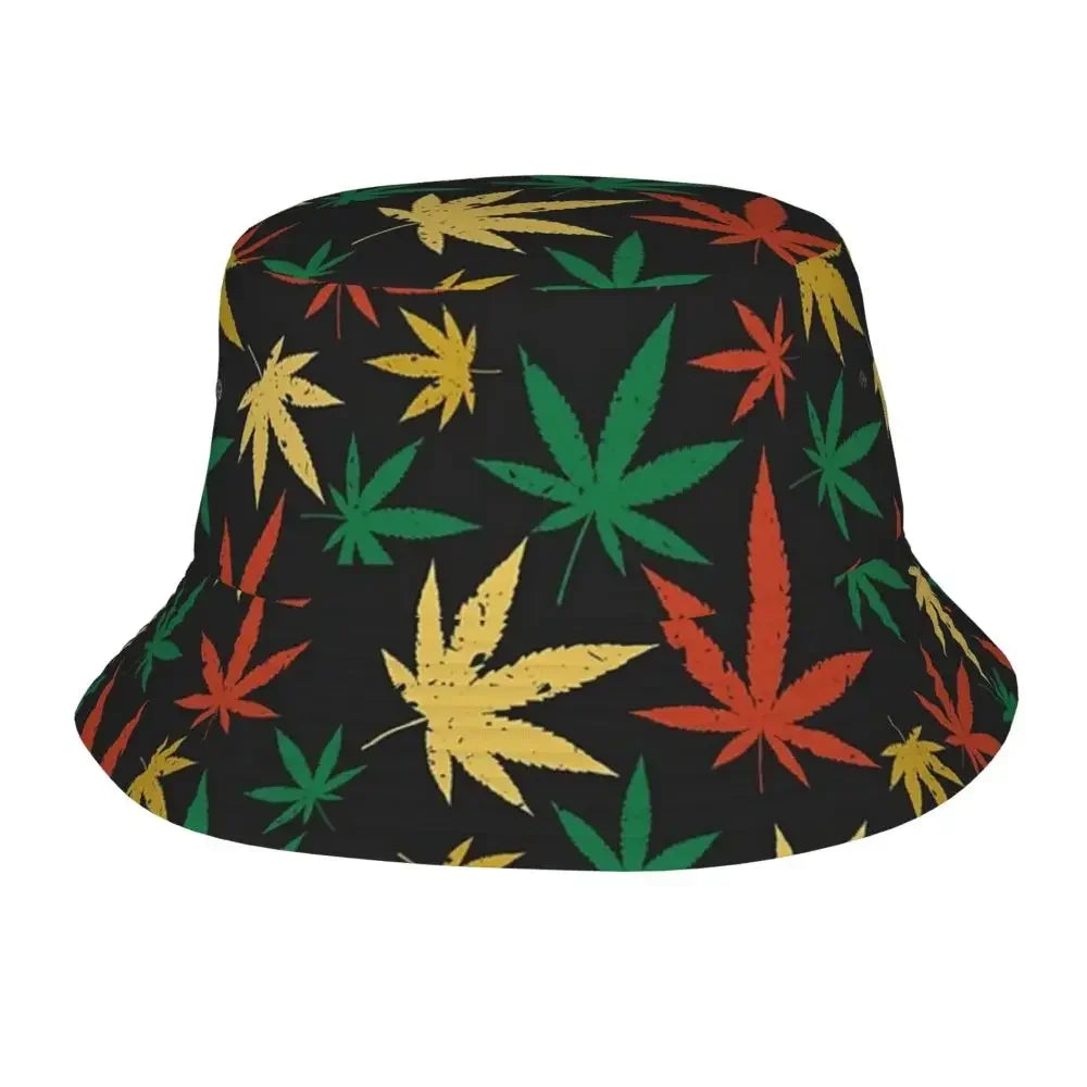 420 Cannabis Seamless Bucket Hats Panama For Man Woman Bob Hats Outdoor