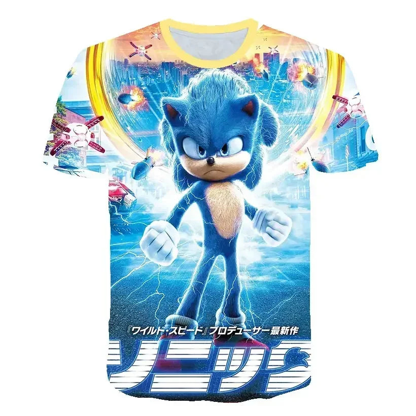 Sonic T Shirt Cartoon Game Short Sleeve Boys Girls.