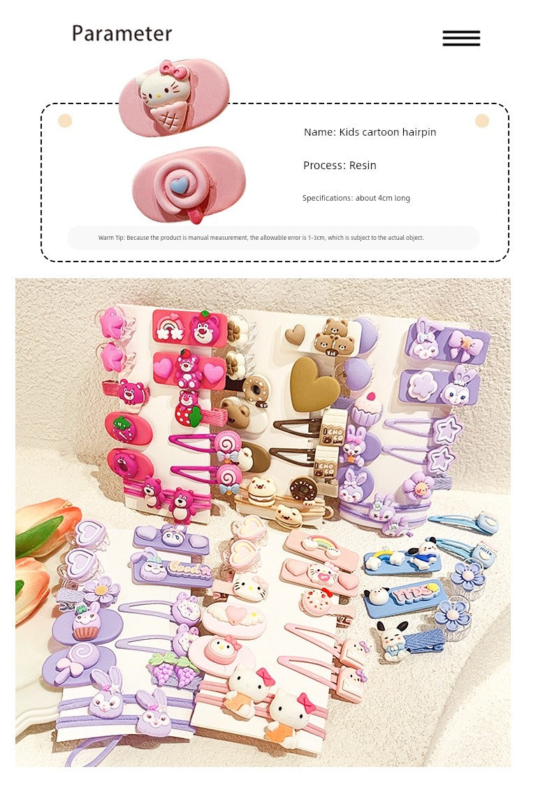 HELLO KITTY  Color Kids Cartoon Jade Rabbit Flower Dog Hairpin