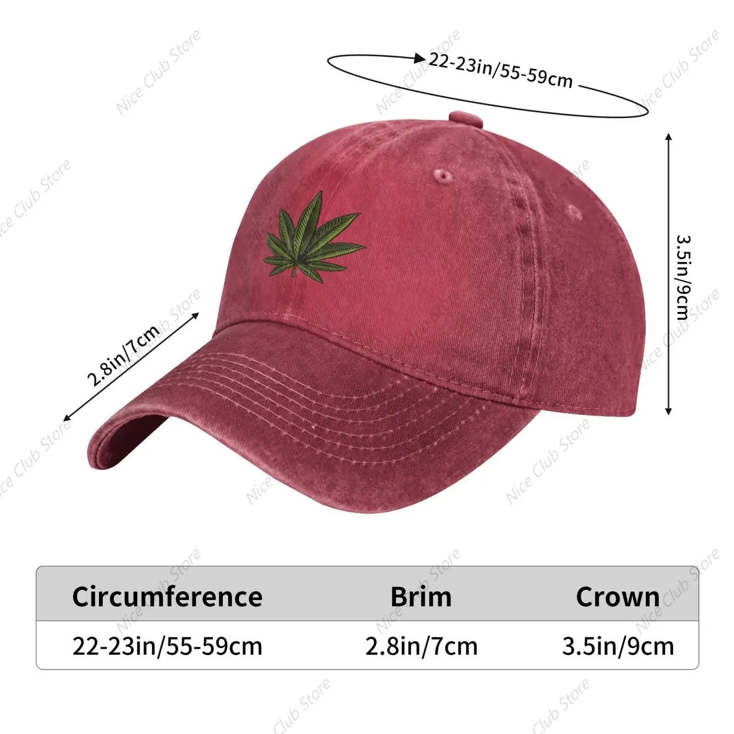 420 Cannabis Leaf Baseball Cap for Men Women Adjustable Washed Vintage Cotton