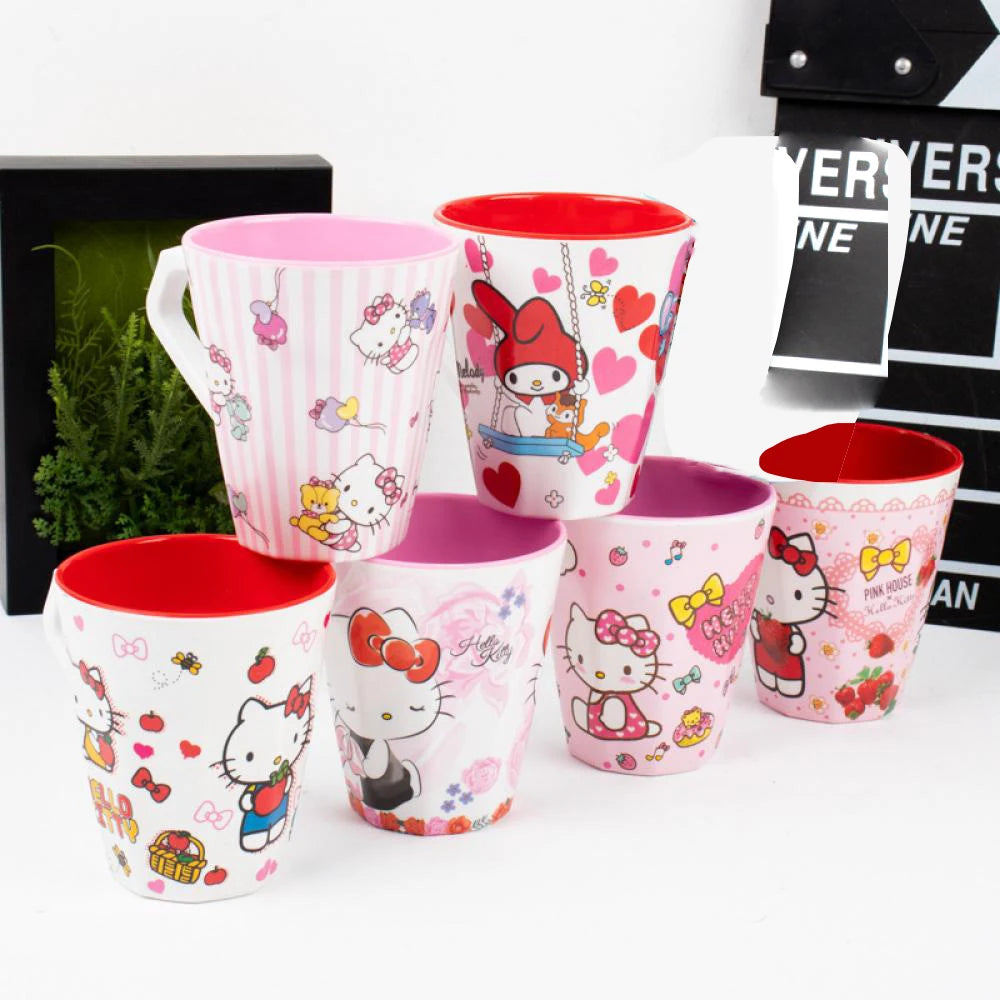 Washing Cup Kawaii Sanrio Hello Kitty Kit Anime Figure My Melody 350Ml Water Cup Brush Teeth Gargle Household Child Student Cute