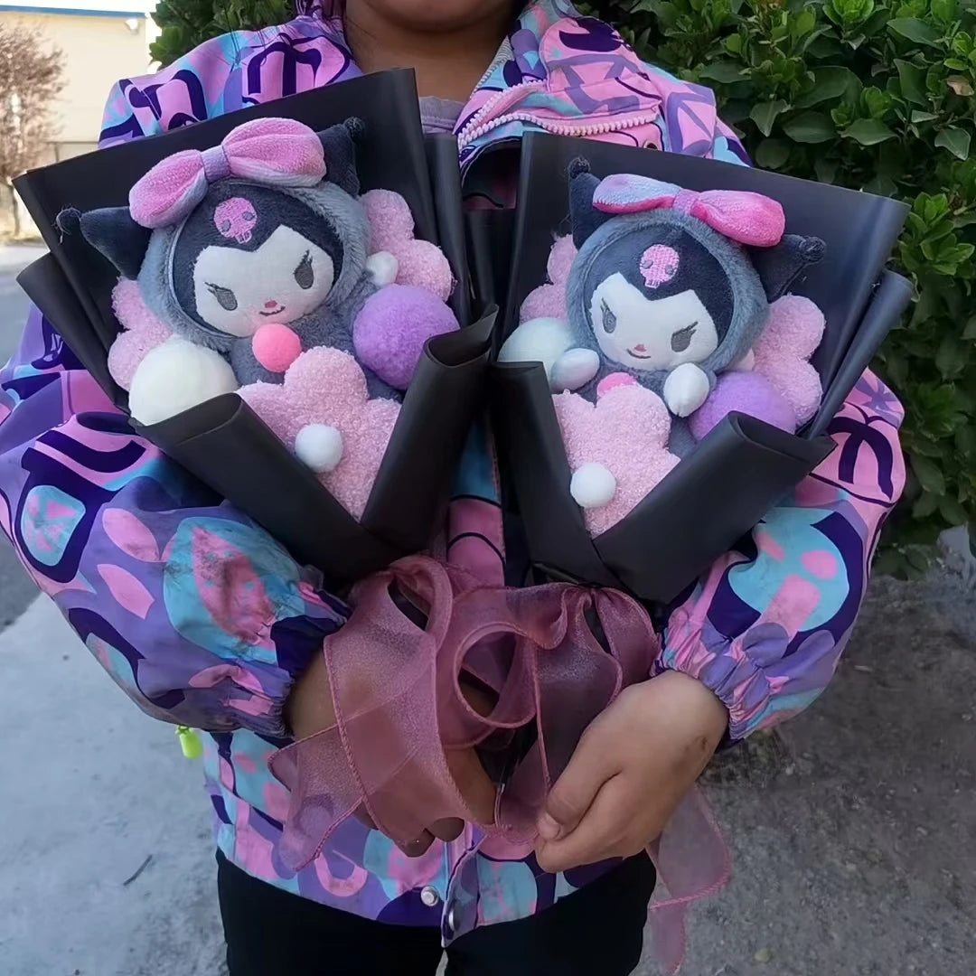 Kuromi Plush Doll Bouquet Sanrio Hello Kitty My Melody Cinnamoroll Stuffed Plushies Valentine's Day Christmas Birthday Gifts