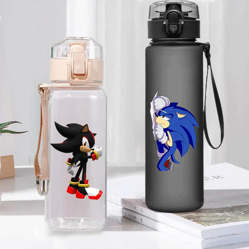 Sonic The Hedgehog Water Bottle with Time Marker Portable Reusable.
