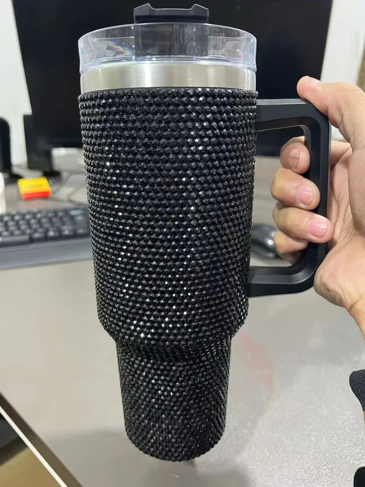 40oz Rhinestone Tumbler Straw Cup Stainless Steel Glitter Diamond Women Coffee Mug Large Travel Car Shiny Thermoses Water Bottle