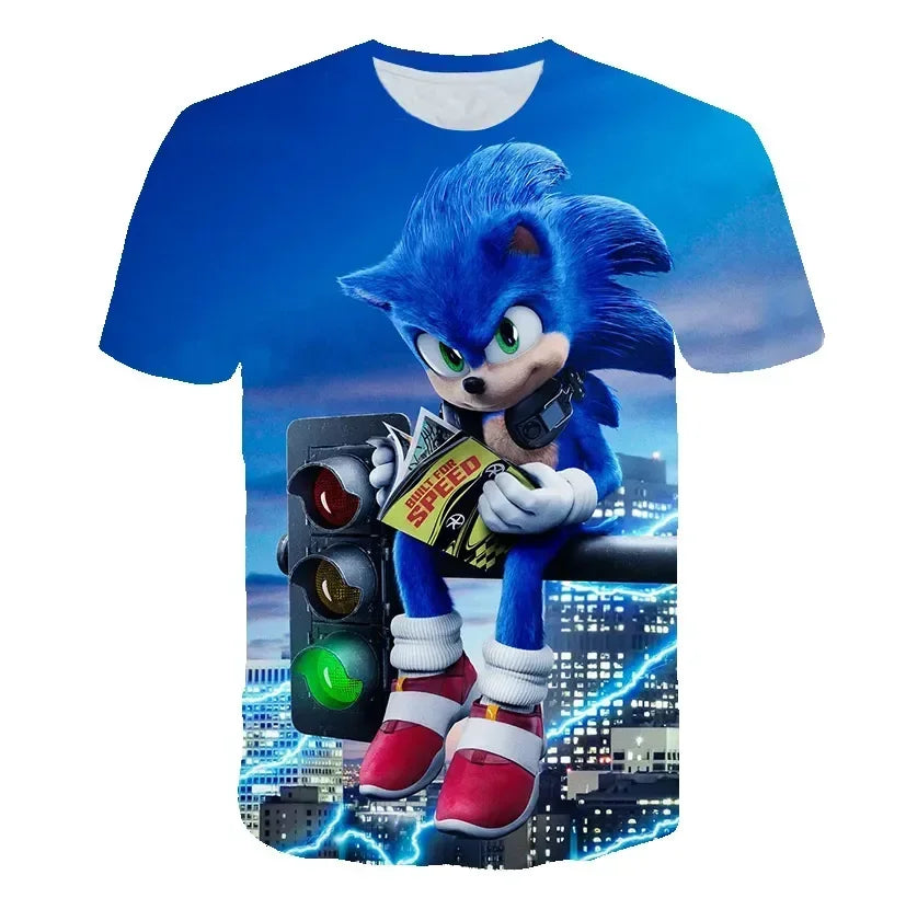 Sonic T Shirt Cartoon Game Short Sleeve Boys Girls.