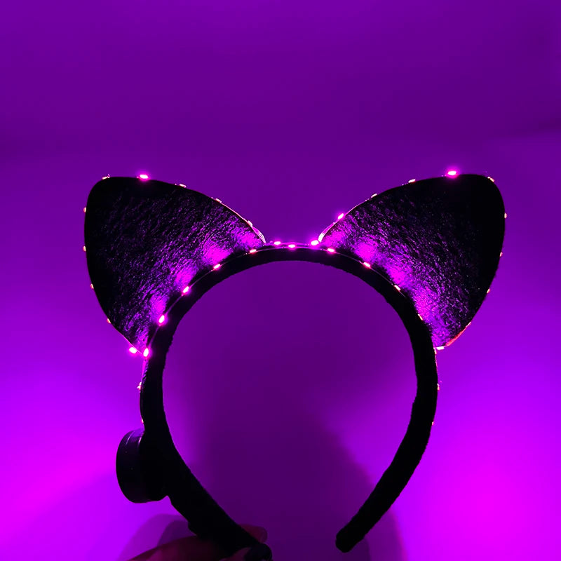 Cartoon LED Mouse Ears Headband for Boys and Girls Birthday Party Black Headwear Costume Cosplay Decoration Flashing Hairband