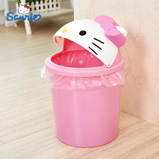Sanrio Cartoon Hello Kitty Design Trash Can Household Flip Trash Can Living Room Bedroom Bathroom Coffee Table Desktopstoragebin