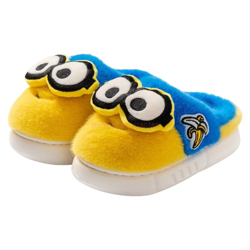 2024 New Cute Cartoon Minions Children Slippers Cartoon Boys And Girls Home Indoor Comfortable Warm Non Slip Slipper Winter Gift