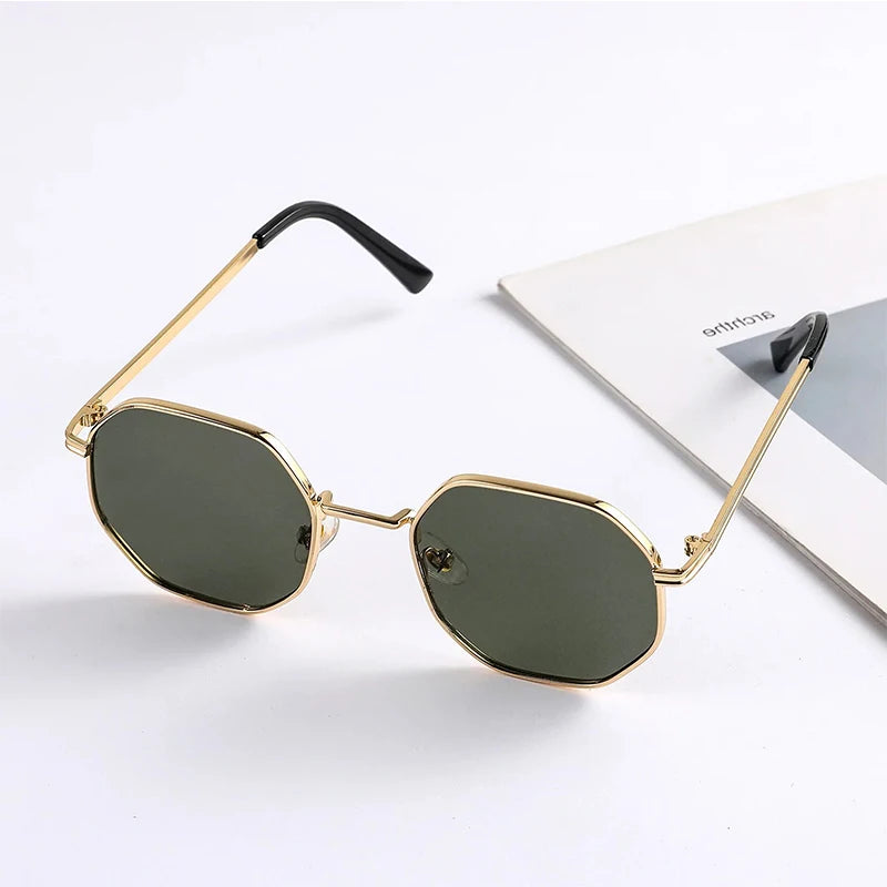 Fashion Boys Girls Octagon Metal Sunglasses