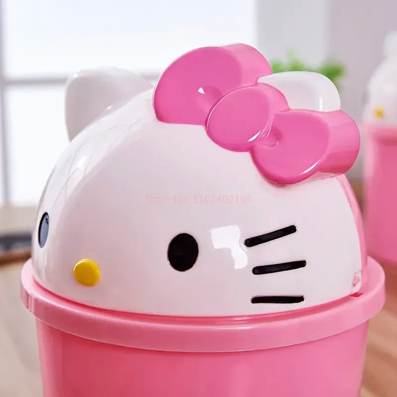 Sanrio Cartoon Hello Kitty Design Trash Can Household Flip Trash Can Living Room Bedroom Bathroom Coffee Table Desktopstoragebin