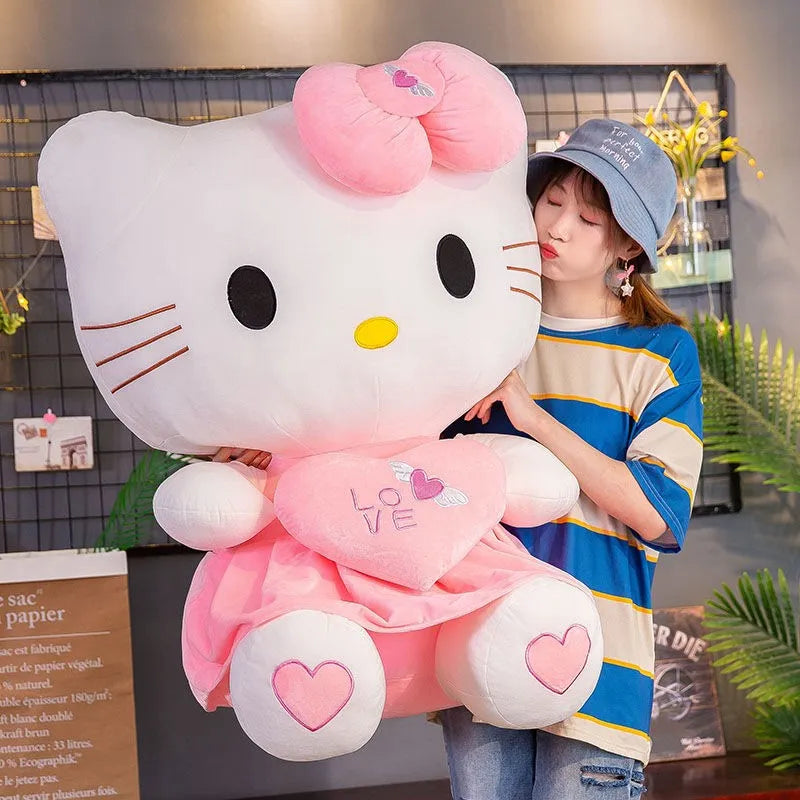 35-70cm Big Size Sanrio Hello Kitty Plush Toys Cute Anime Peripherals Movie KT Cat Stuffed Doll Hello Kitty Xmas Gift For Kid