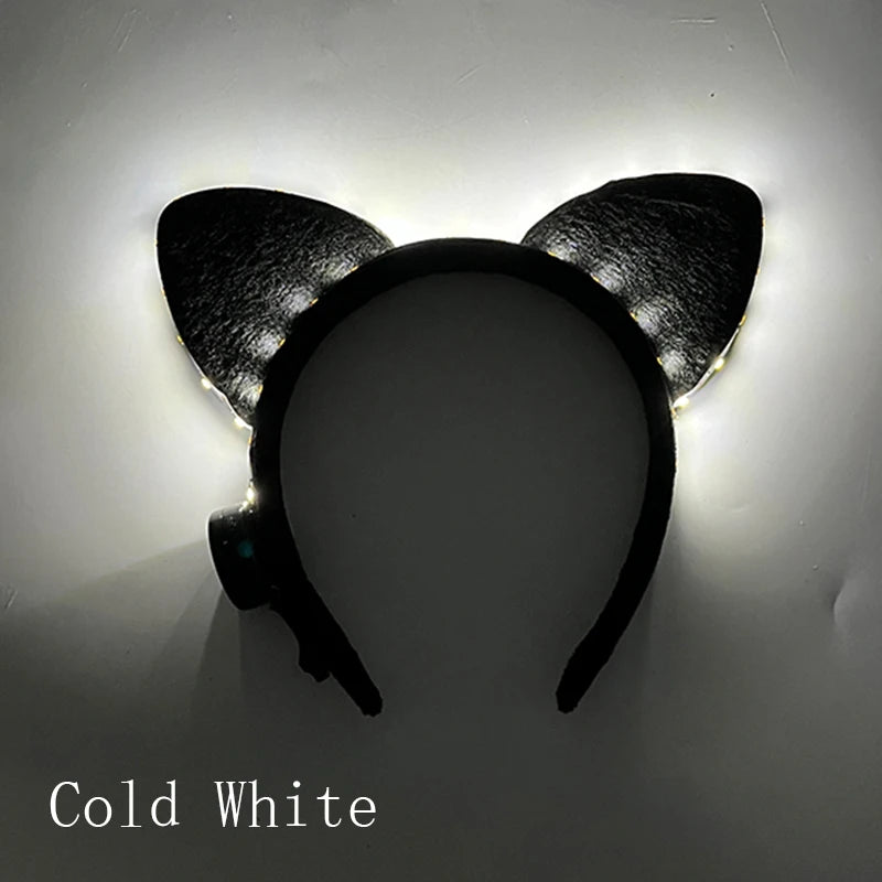 Cartoon LED Mouse Ears Headband for Boys and Girls Birthday Party Black Headwear Costume Cosplay Decoration Flashing Hairband