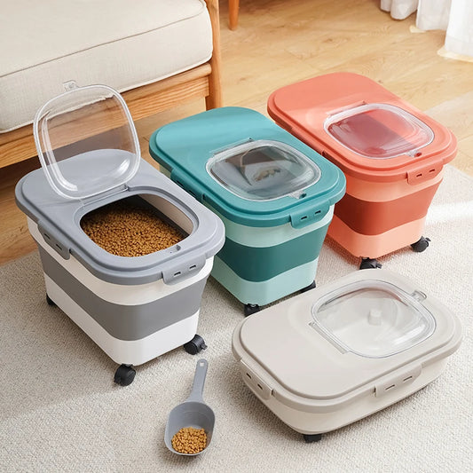 Collapsible Cat/Dog Food Storage Container. Folding Pet Supplies