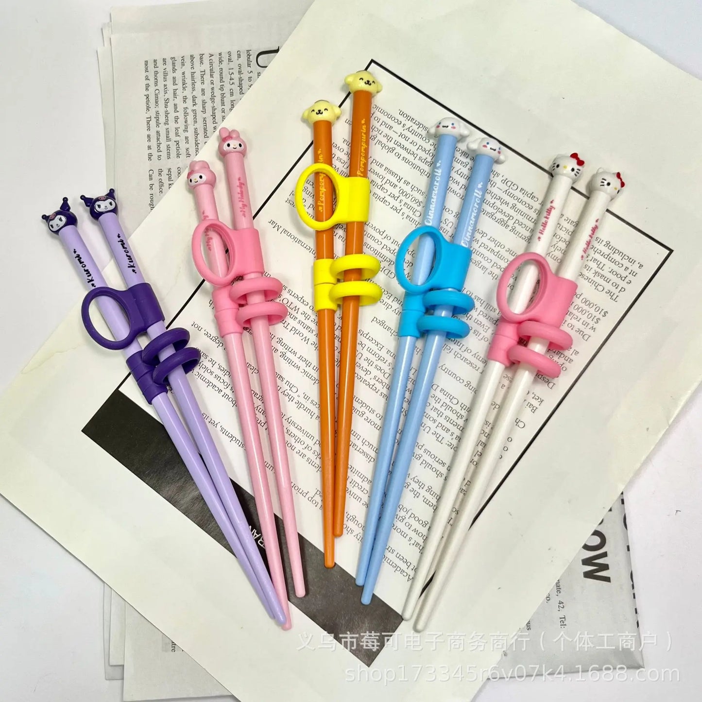 Kawaii Sanrio Hello Kitty Chopsticks Anime Cinnamoroll Kuromi Kids Fast Practice Finger-Cot Chopsticks Tsupplies Ableware Gift