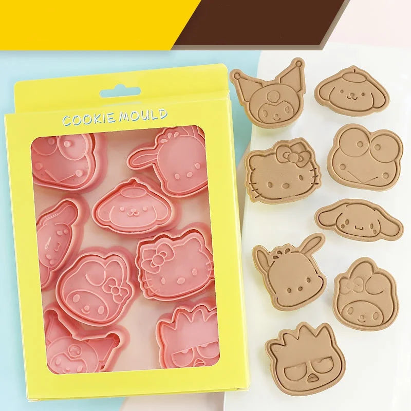 Hello Kitty Cartoon Cookie Cutter Set Sanrio Anime Bakery Mold Biscuit Press Stamp Embosser Dessert Mold Kitchens Supplies Tools
