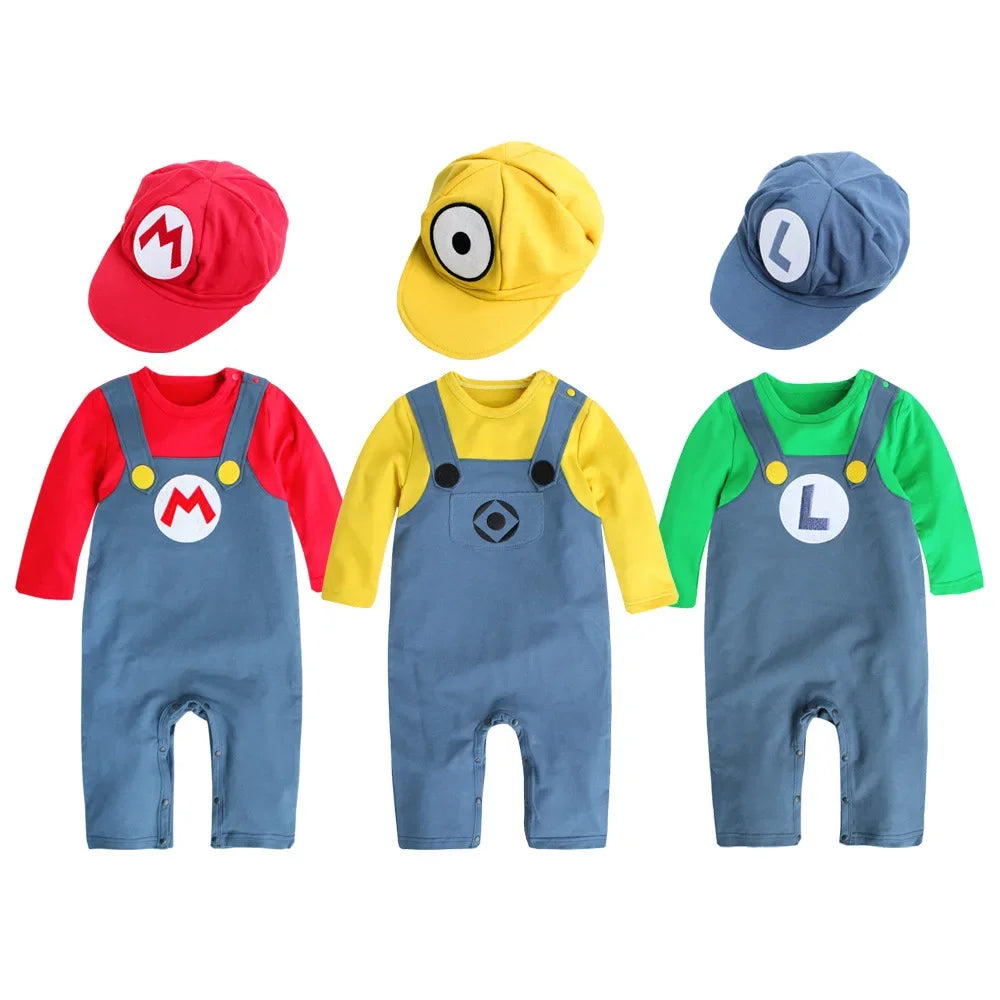 New Super Mario Bros Long sleeved Suit Baby Rompers