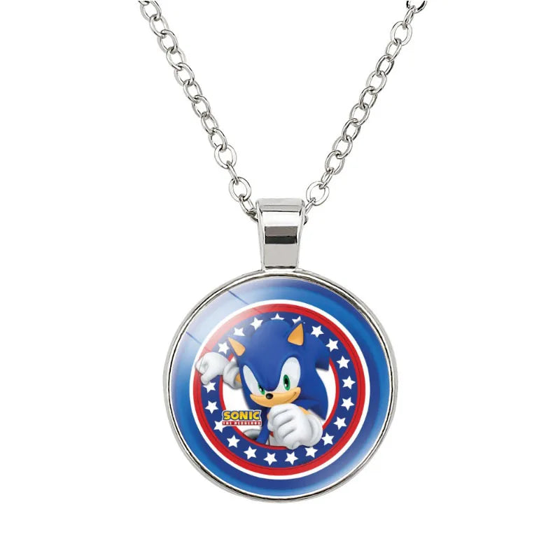 Sonic The Hedgehog Necklace Silver Pendant.