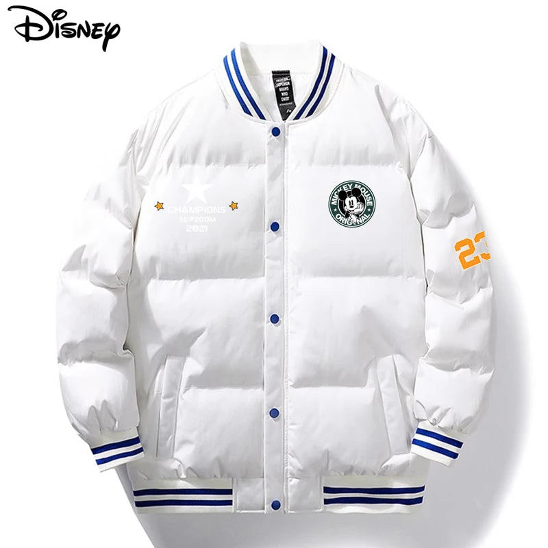 Disney New Arrival Brand Clothing Top Fashion Mickey Mouse Print Logo Loose Cardigan Winter Coat Casual Cotton-padded Jacket