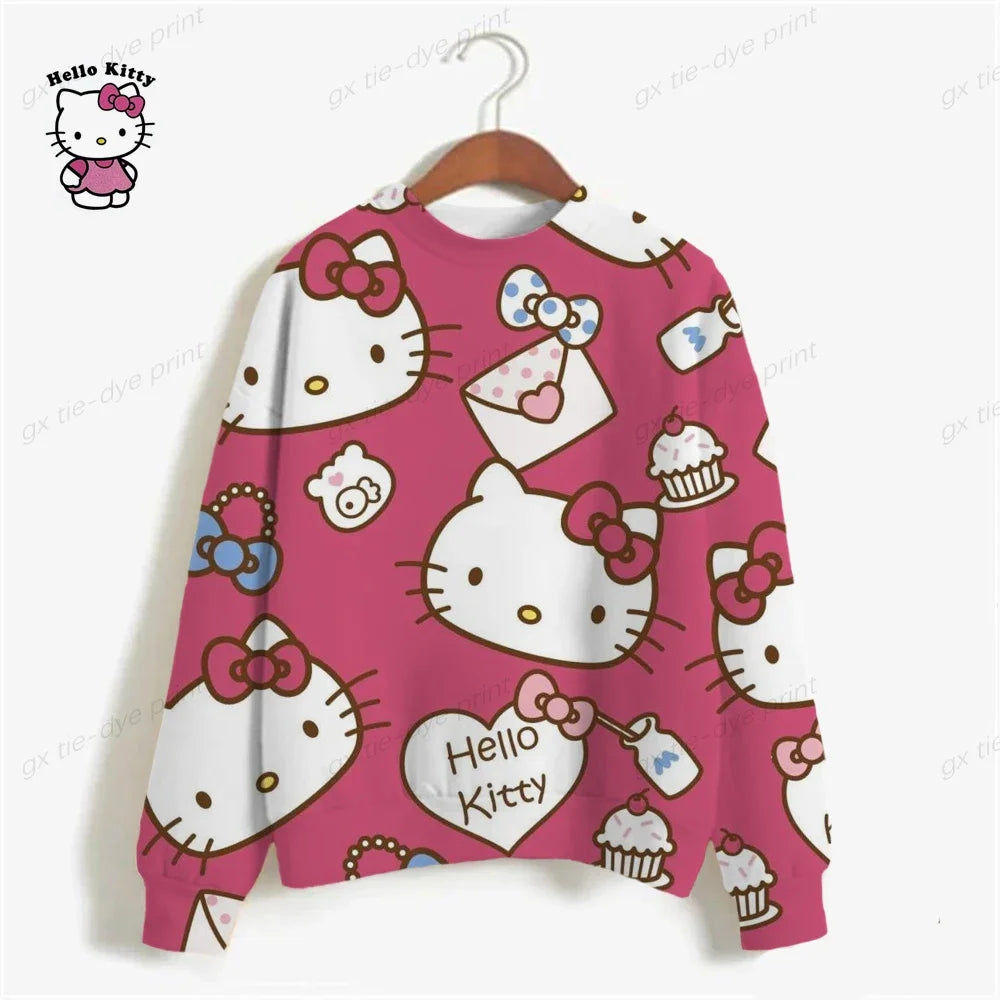 Hello Kitty  Oversized Hoodie For Women Trendy.