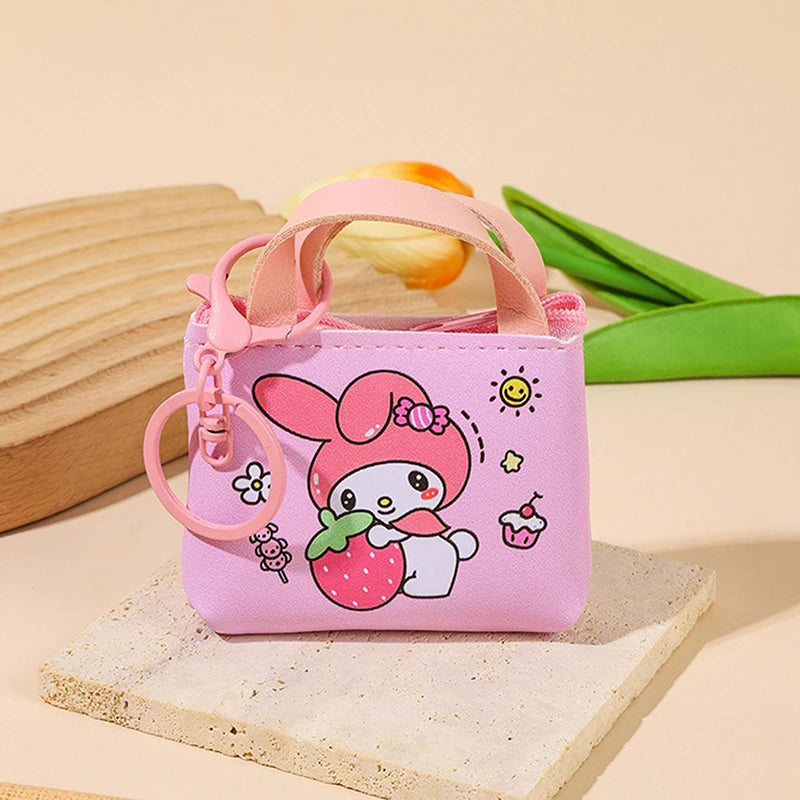 Kawaii Sanrio Hello Kitty Kuromi Silicone Coin Purse Cinnamoroll Keychain Wallet