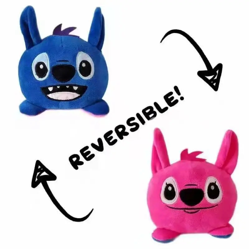 Disney Baby Yoda Stitch Plush Toy Cartoon Double-sided Flip Reversible Stuffed Figure Doll Kawaii Cute Toys Kids Gift