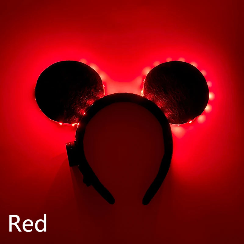 Cartoon LED Mouse Ears Headband for Boys and Girls Birthday Party Black Headwear Costume Cosplay Decoration Flashing Hairband