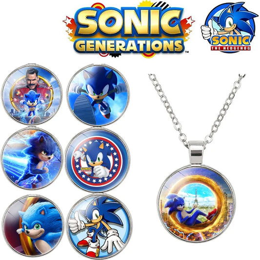 Sonic The Hedgehog Necklace Silver Pendant.