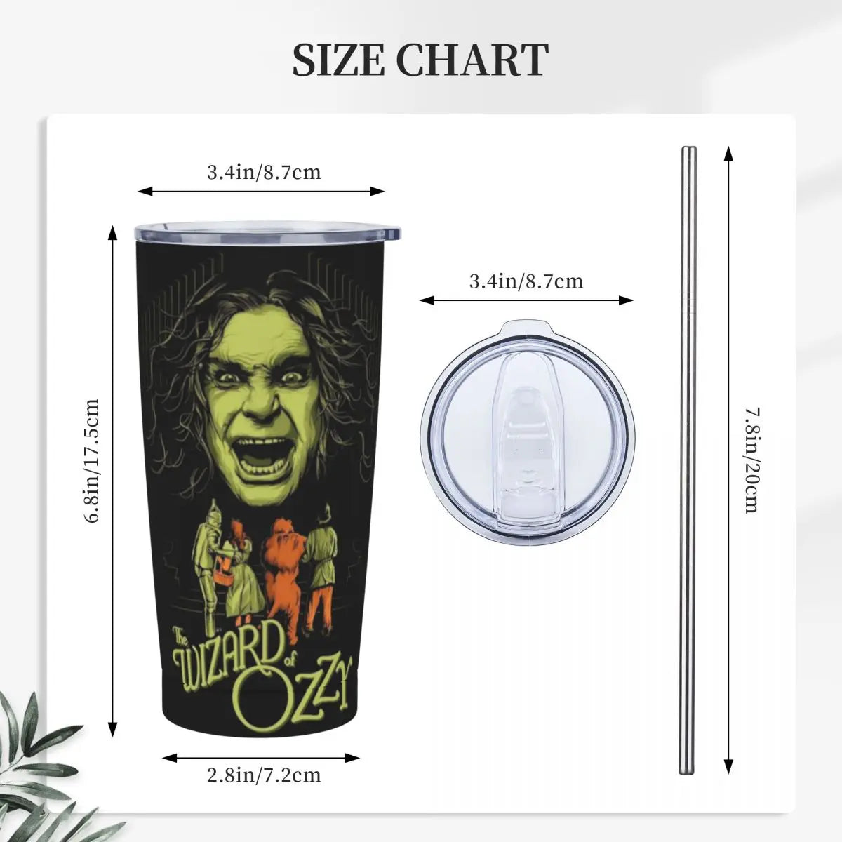Wizard Of Ozzy Osbourne Tumbler With Straw Stainless Steel Tumblerst 20oz