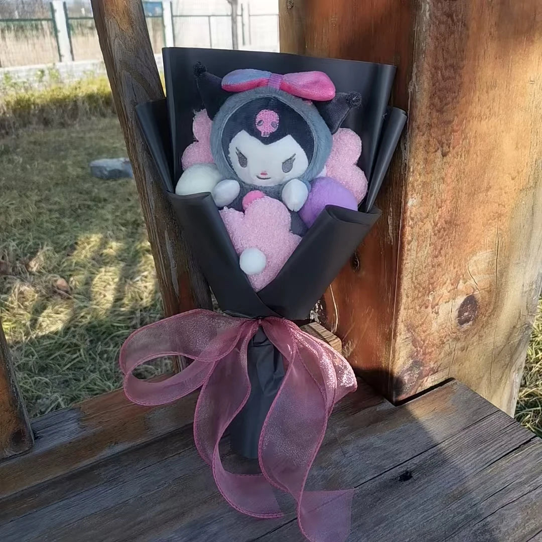 Kuromi Plush Doll Bouquet Sanrio Hello Kitty My Melody Cinnamoroll Stuffed Plushies Valentine's Day Christmas Birthday Gifts
