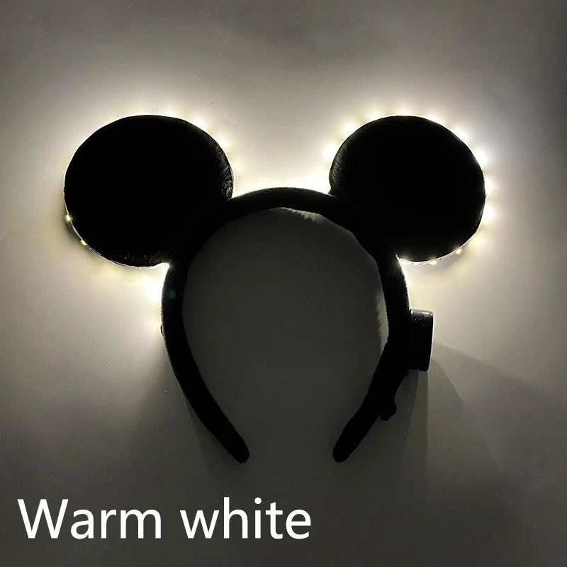 Cartoon LED Mouse Ears Headband for Boys and Girls Birthday Party Black Headwear Costume Cosplay Decoration Flashing Hairband