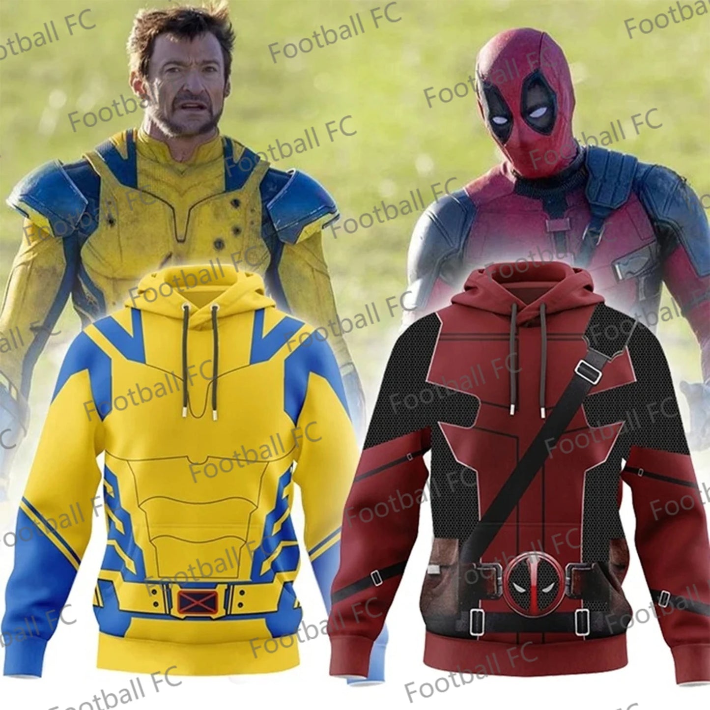 Marvel Deadpool Wolverine Cosplay Hoodie Superhero 3D