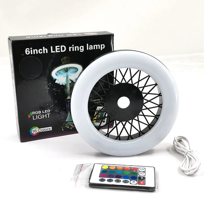 JUSES' SMOKESHOP Newest Wheel Shape Colour LED Hookah Light Display Shisha Ring Light with Remote Control Hookah Accessories