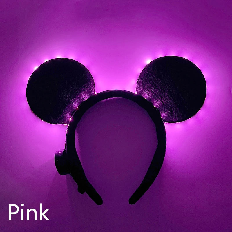 Cartoon LED Mouse Ears Headband for Boys and Girls Birthday Party Black Headwear Costume Cosplay Decoration Flashing Hairband
