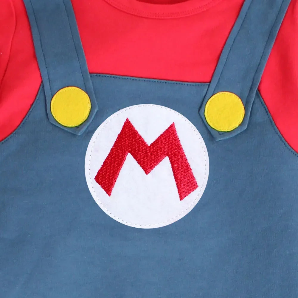 New Super Mario Bros Long sleeved Suit Baby Rompers