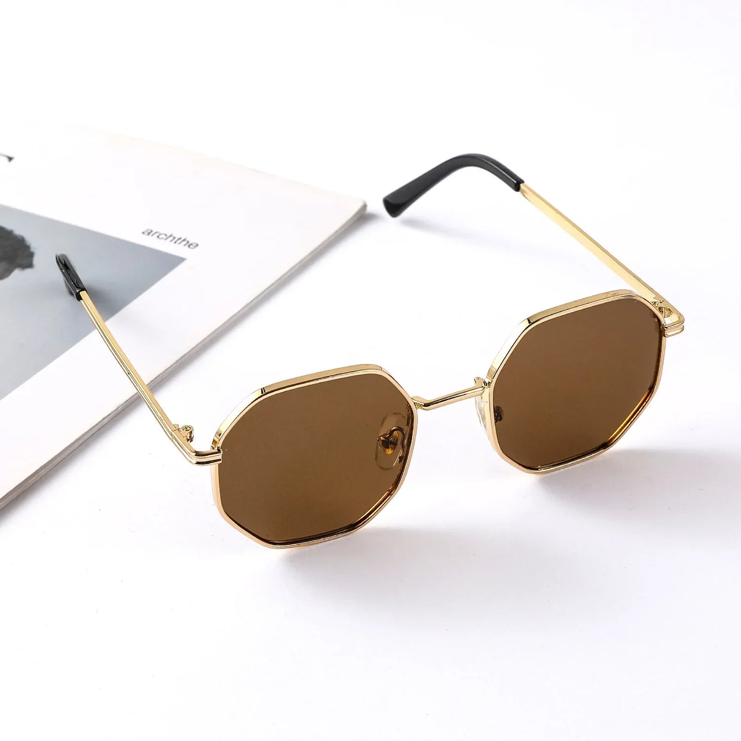 Fashion Boys Girls Octagon Metal Sunglasses