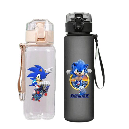 Sonic The Hedgehog Water Bottle with Time Marker Portable Reusable.