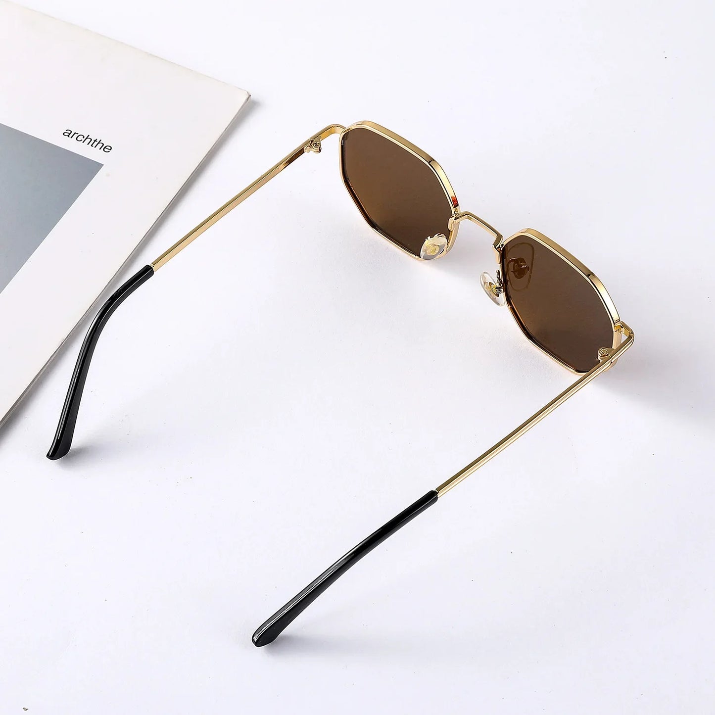 Fashion Boys Girls Octagon Metal Sunglasses