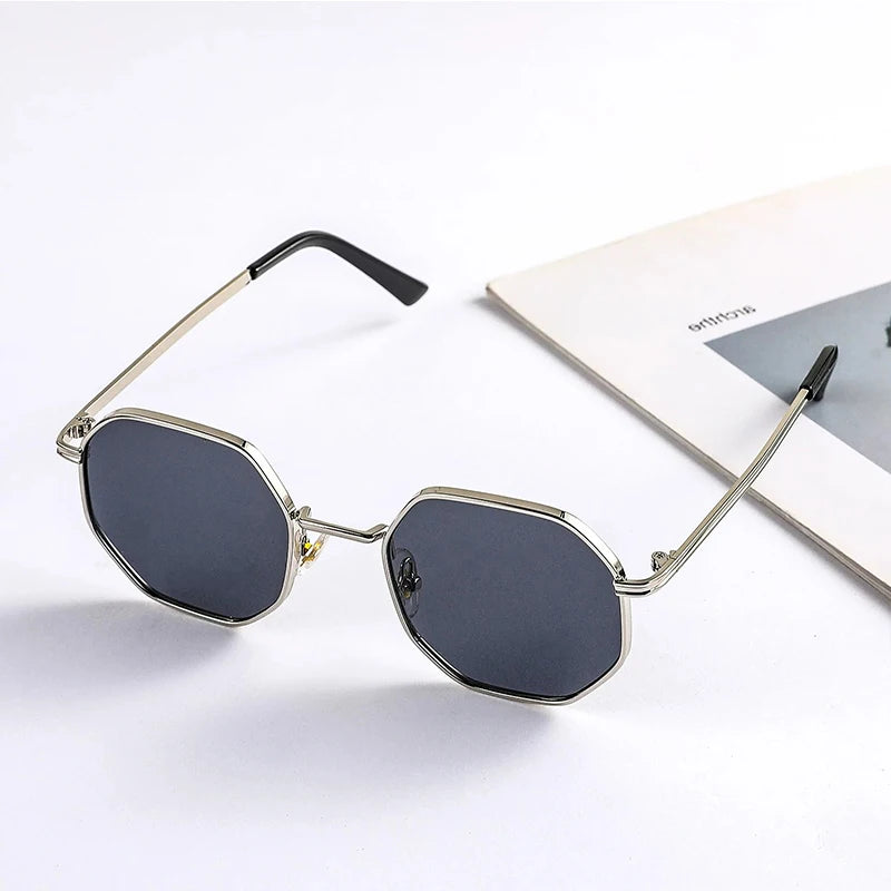 Fashion Boys Girls Octagon Metal Sunglasses