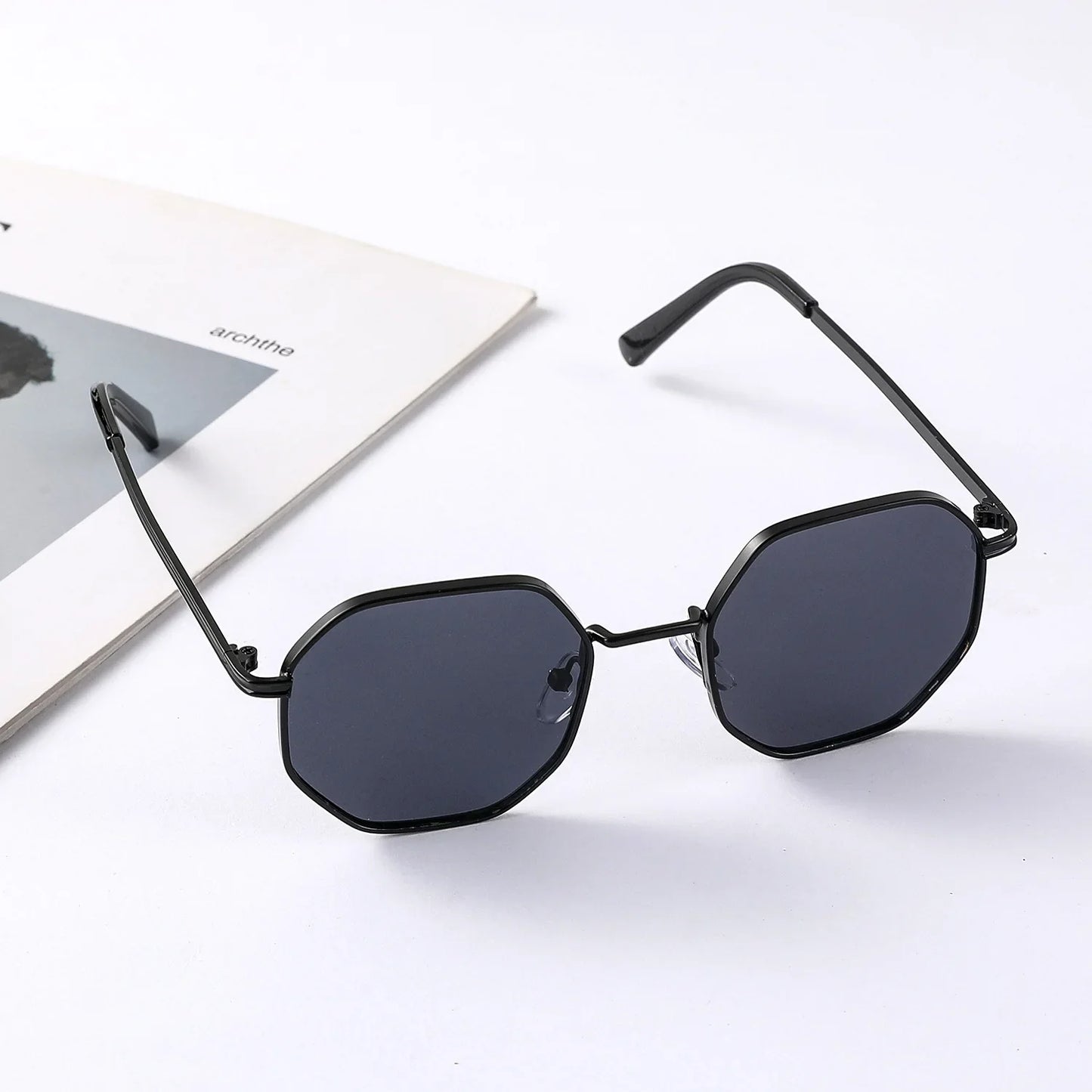 Fashion Boys Girls Octagon Metal Sunglasses