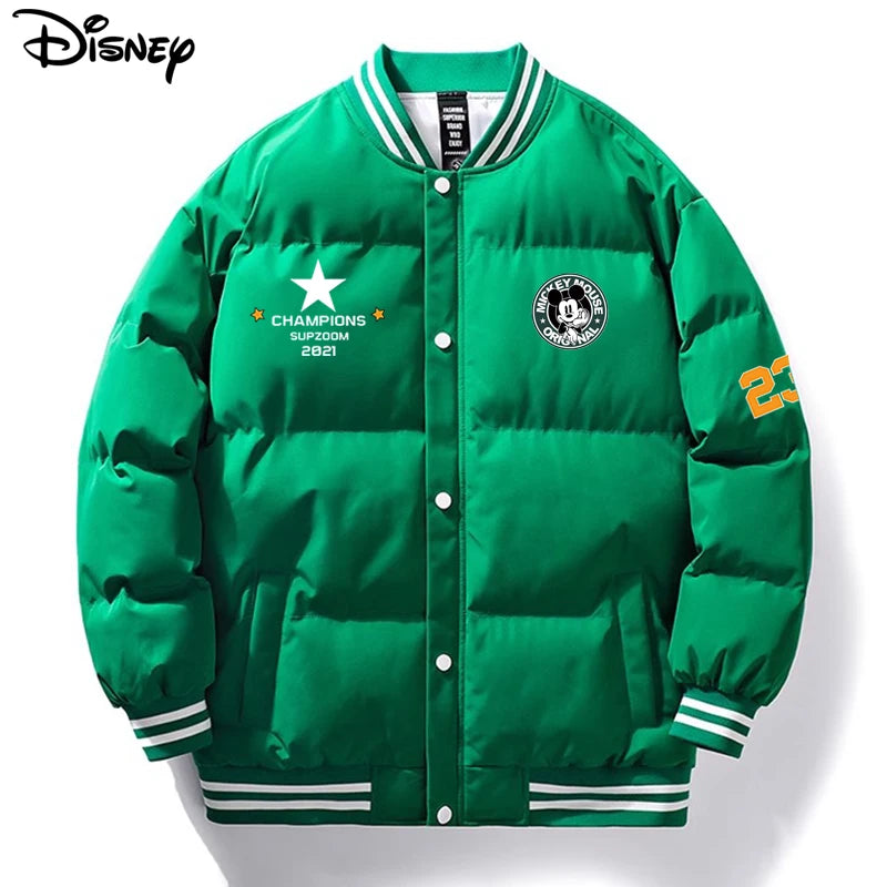 Disney New Arrival Brand Clothing Top Fashion Mickey Mouse Print Logo Loose Cardigan Winter Coat Casual Cotton-padded Jacket