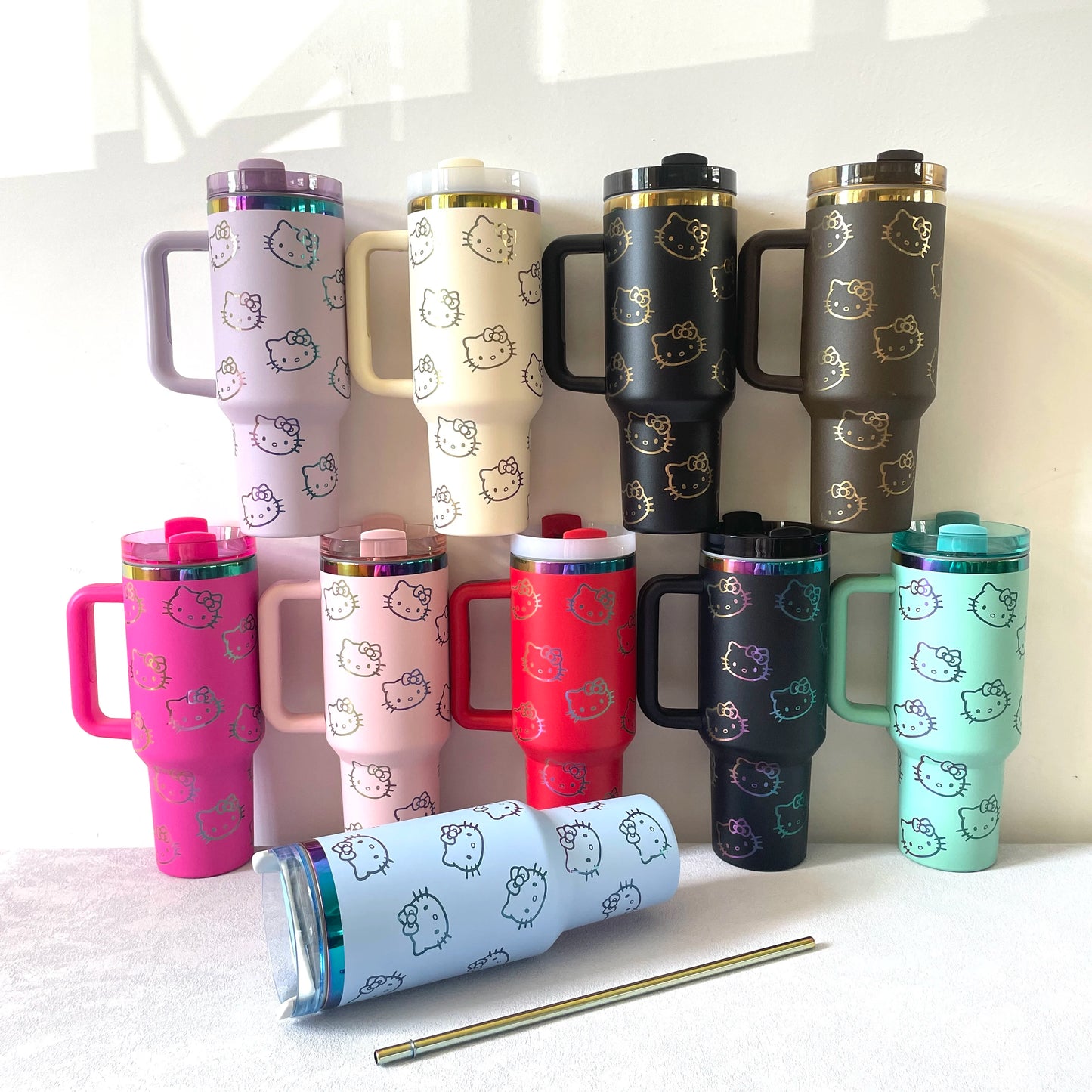 Thermal Coffee hello kitty Cup with Straw Stainless Steel Vacuum Insulated Tumbler 40oz Thermal Iced Travel Cup for Outdoor