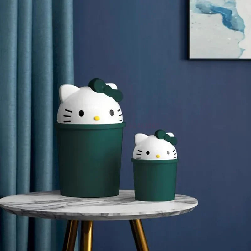 Sanrio Cartoon Hello Kitty Design Trash Can Household Flip Trash Can Living Room Bedroom Bathroom Coffee Table Desktopstoragebin