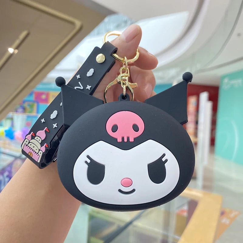 Kawaii Sanrio Hello Kitty Kuromi Silicone Coin Purse Cinnamoroll Keychain Wallet