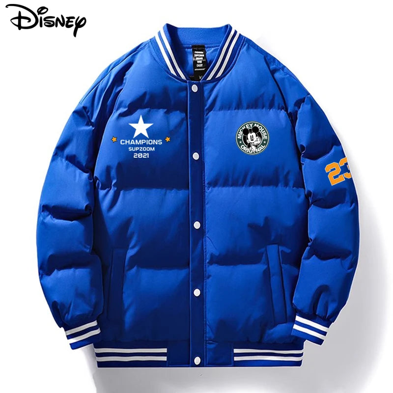 Disney New Arrival Brand Clothing Top Fashion Mickey Mouse Print Logo Loose Cardigan Winter Coat Casual Cotton-padded Jacket