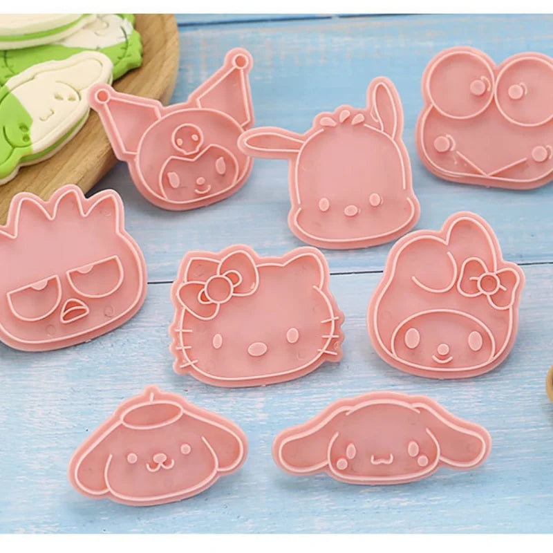 Hello Kitty Cartoon Cookie Cutter Set Sanrio Anime Bakery Mold Biscuit Press Stamp Embosser Dessert Mold Kitchens Supplies Tools