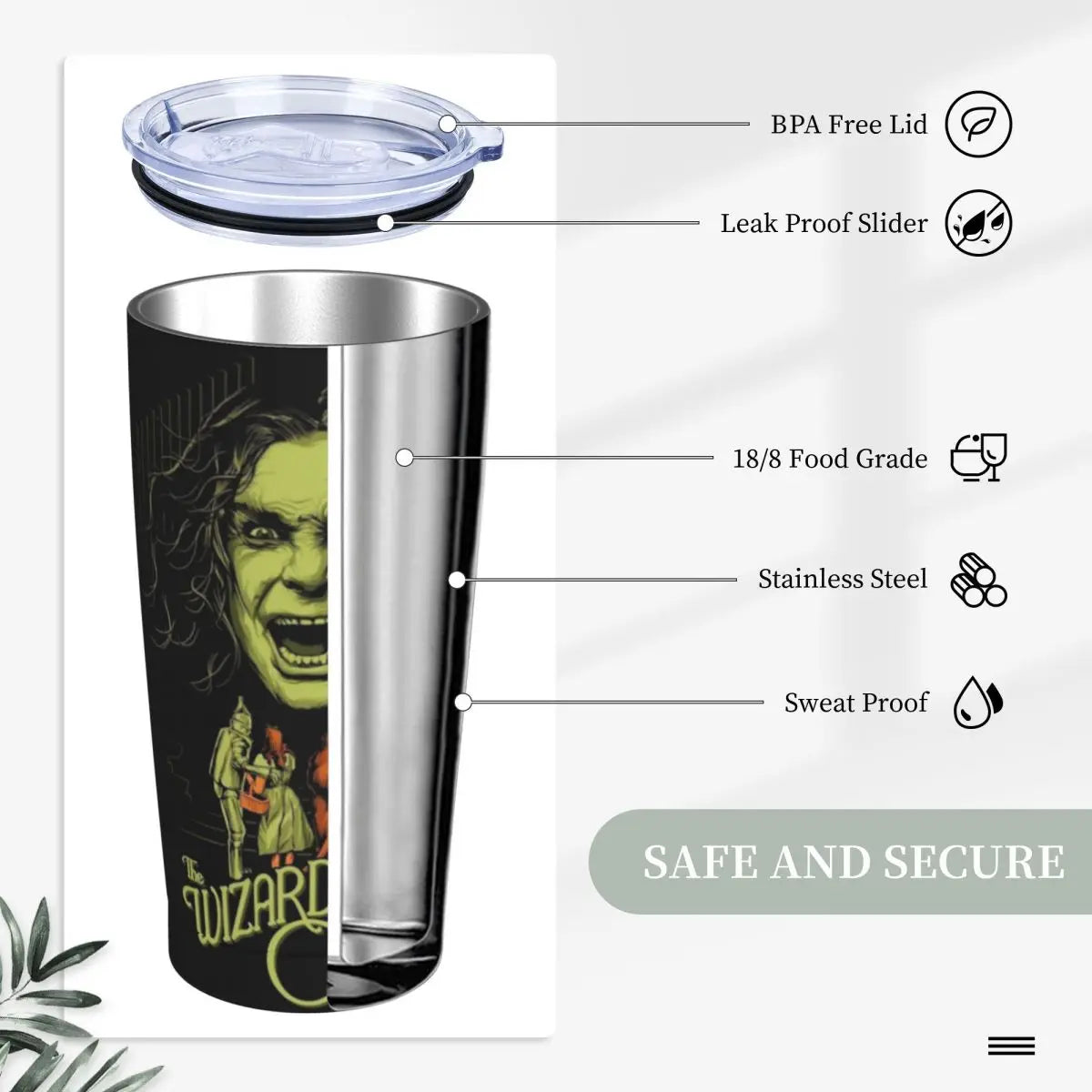 Wizard Of Ozzy Osbourne Tumbler With Straw Stainless Steel Tumblerst 20oz