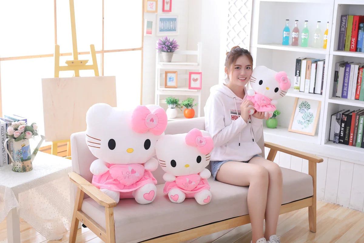 35-70cm Big Size Sanrio Hello Kitty Plush Toys Cute Anime Peripherals Movie KT Cat Stuffed Doll Hello Kitty Xmas Gift For Kid