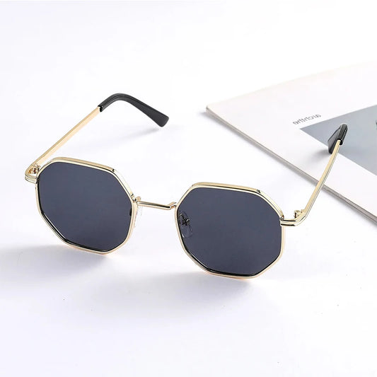 Fashion Boys Girls Octagon Metal Sunglasses