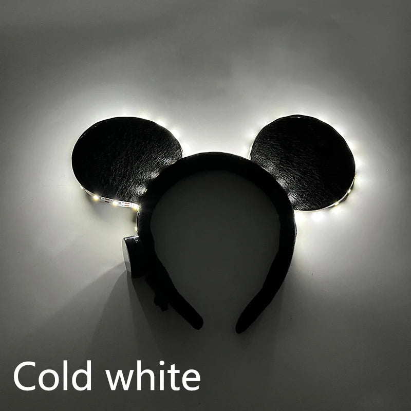 Cartoon LED Mouse Ears Headband for Boys and Girls Birthday Party Black Headwear Costume Cosplay Decoration Flashing Hairband