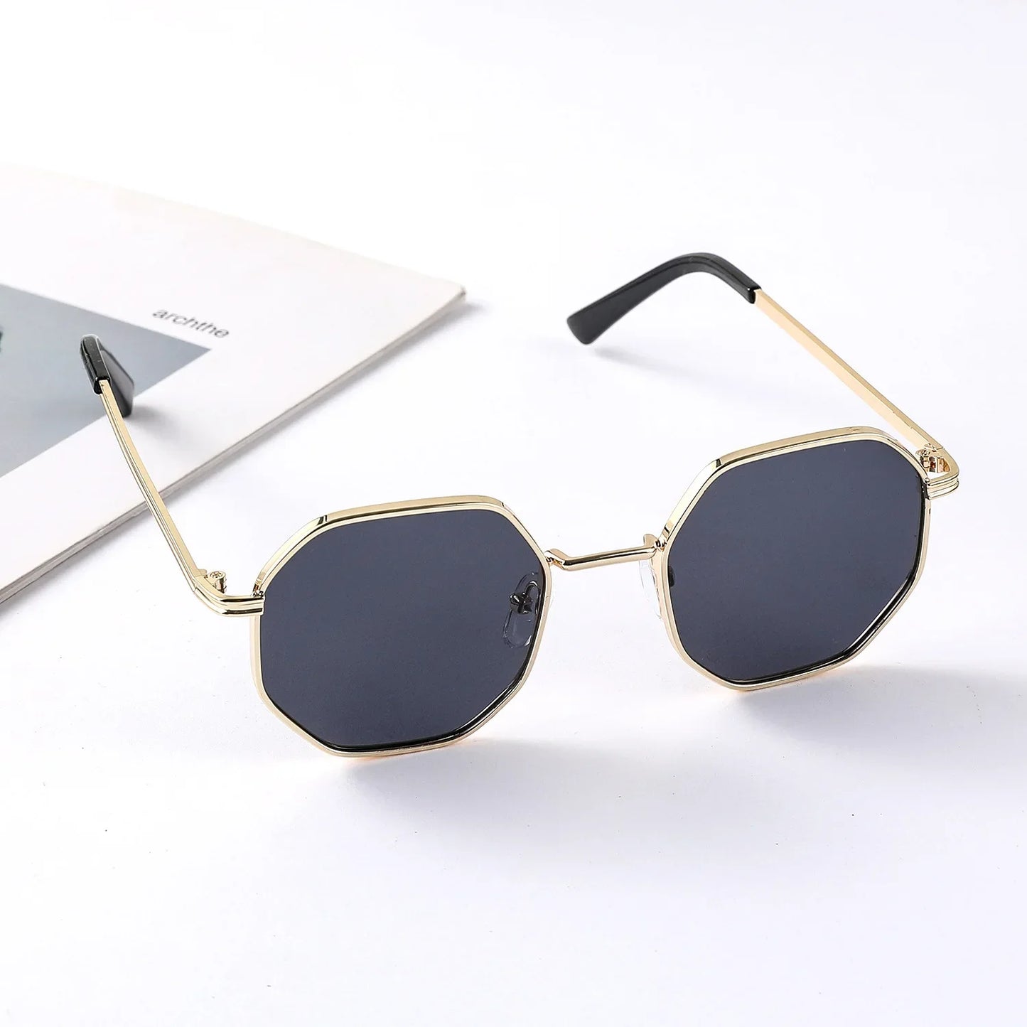 Fashion Boys Girls Octagon Metal Sunglasses